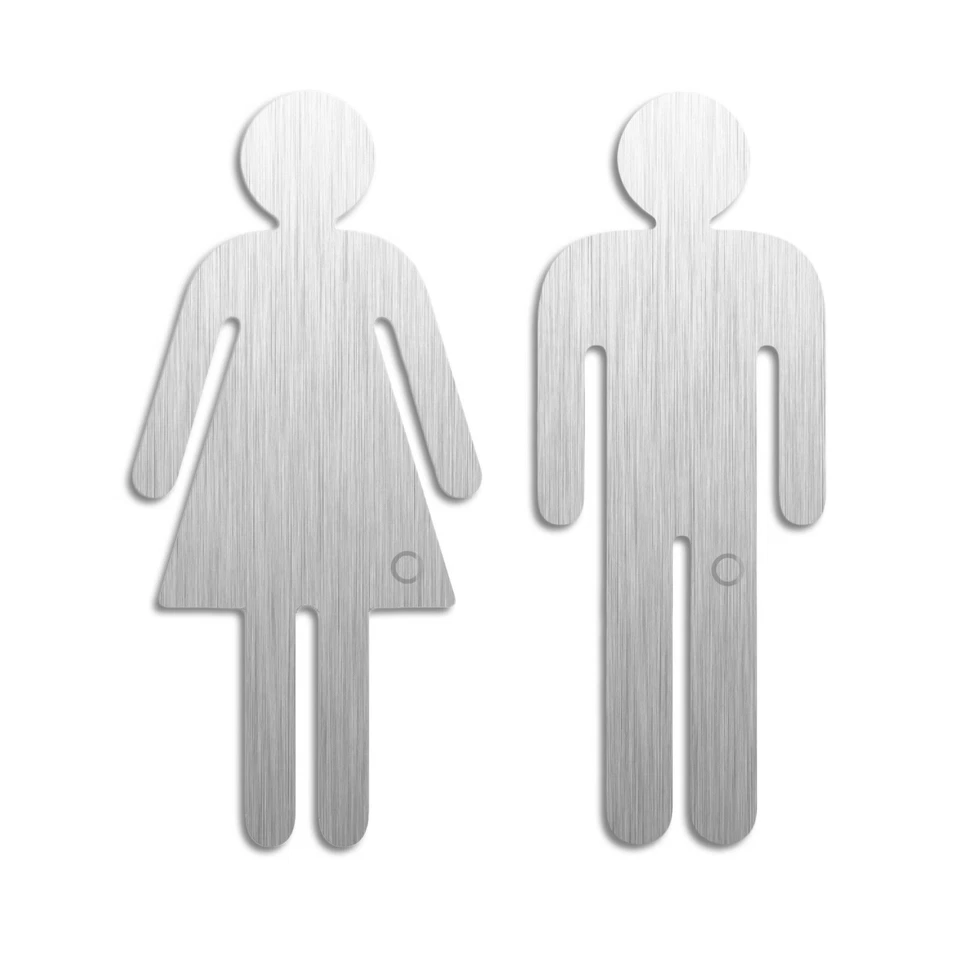 WC Schild Toiletten Damen Herren Toilettenschild Piktogramme Edelstahl 2er Set - Bild 1 von 1