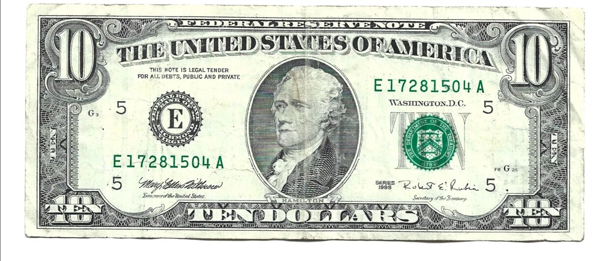 Las mejores ofertas en Circuladas $10 1995 Billetes de baja