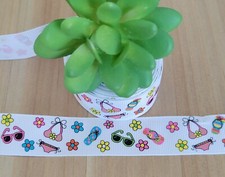 7/8" 1 YD Beach Grosgrain Ribbon Tropical Sunglasses Bikini Flip Flops Summer
