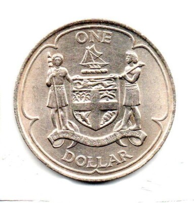 Queen Elizabeth II, Fiji Commemorative Dollar Coin 1969 As