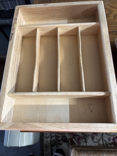 Solid Wood Drawer Organizer Flatware Tray Wooden Preowned GORHAM brand 16x12x3 - Picture 1 of 2