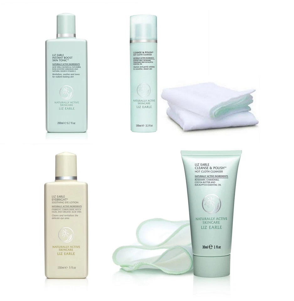 LIZ EARLE Skincare Range Cleanse & Polish Tonic Cream Eye Lotion Muslin Cloths