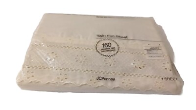 Vintage NOS Twin Flat Sheet 66'' X96''  JC Penney Elegance Lace Pale Camel 41 
