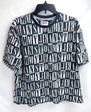 Tommy Jeans Hilfiger Shirt Men XL All-Over Print Spellout Block Letters Cotton