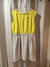 Loft Ann Taylor Womens Sheath Dress Sz 10 Yellow Tan Knee Length Sleeveless