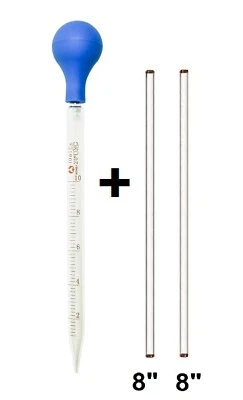 A2ZSCILAB 10ml Glass Graduated Dropper Pipette+(2 Pk) 8" Glass Stirring Rod Lab Equipment