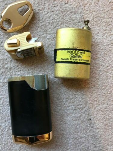 Flaminaire Quercia Baronet black leather-covered lighter (gold plated?)