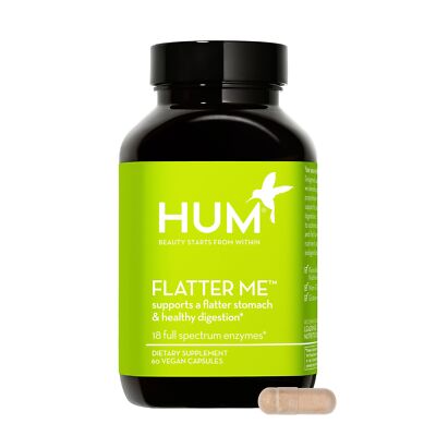 HUM Flatter Me Supplement for Daily Bloating - 18 Full Spectrum Enzymes to Su...