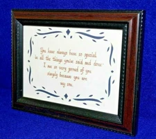 Son Plaque hand scissor-cut and hand written Dark cherry hardwood frame - L@@K