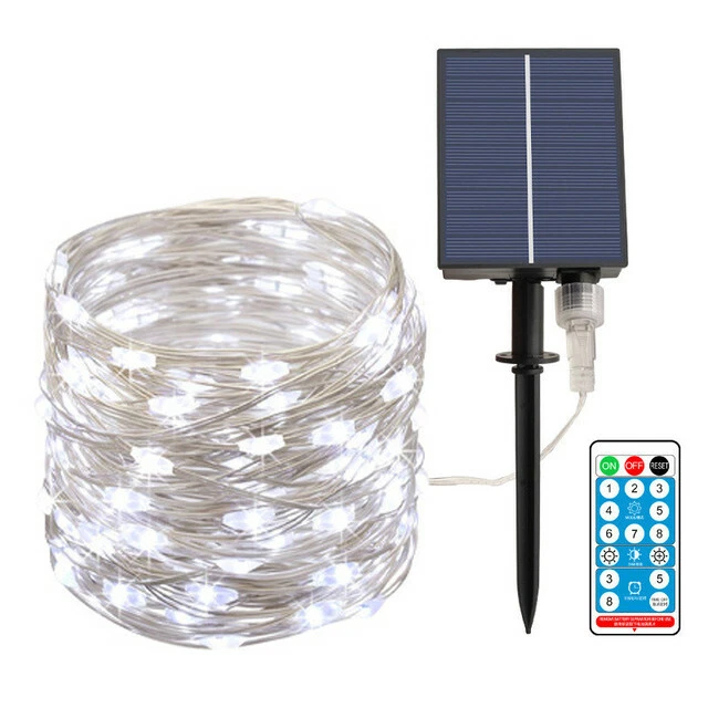 Solar Fairy Lights String With Remote Copper Wire Outdoor Garden Decor 200 LED - Image 3 of 4