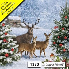 (1370) TWO Paper LUNCHEON Decoupage Art Craft Napkins - CHRISTMAS DEER SNOW