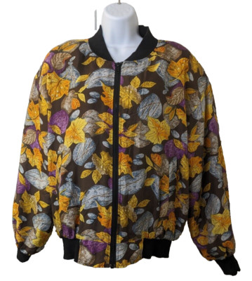 Carol Horn Workshop bomber jacket, Autumn Leaves Pattern, Size L