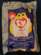 1998 McDonald  s Ty Teenie Beanie Baby - 9 Bones the Dog Happy Meal Toy - NIP