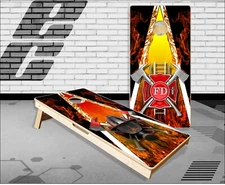 Firefighter Flames Cornhole Boards Bean Bag Toss Game