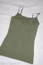 Jr Womens ARMY GREEN CAMI TANK TOP Shelf Bra  Adjustable Straps S 3-5