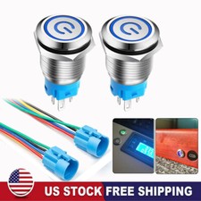 2PCS Latching Push Button Power Switch 16mm 12V LED ON OFF Waterproof Stainless