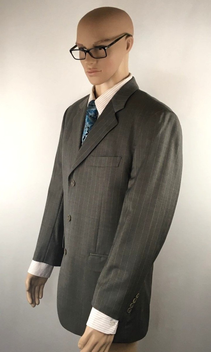 ERMENEGILDO ZEGNA Mens 100% Italian Wool Suit Jacket Blazer Grey