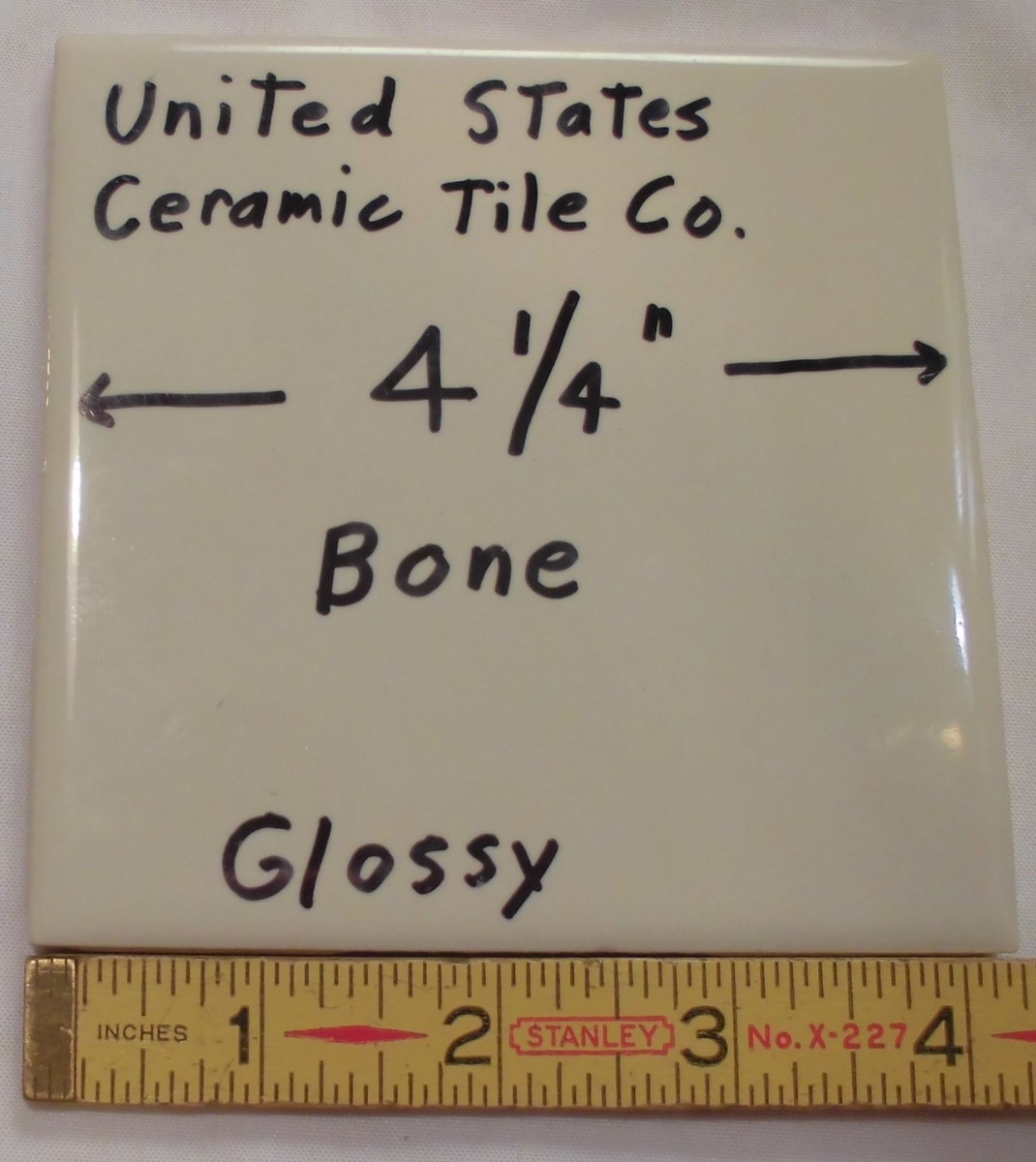 6 pcs. Glossy Ceramic Tiles *Bone* 4-1/4