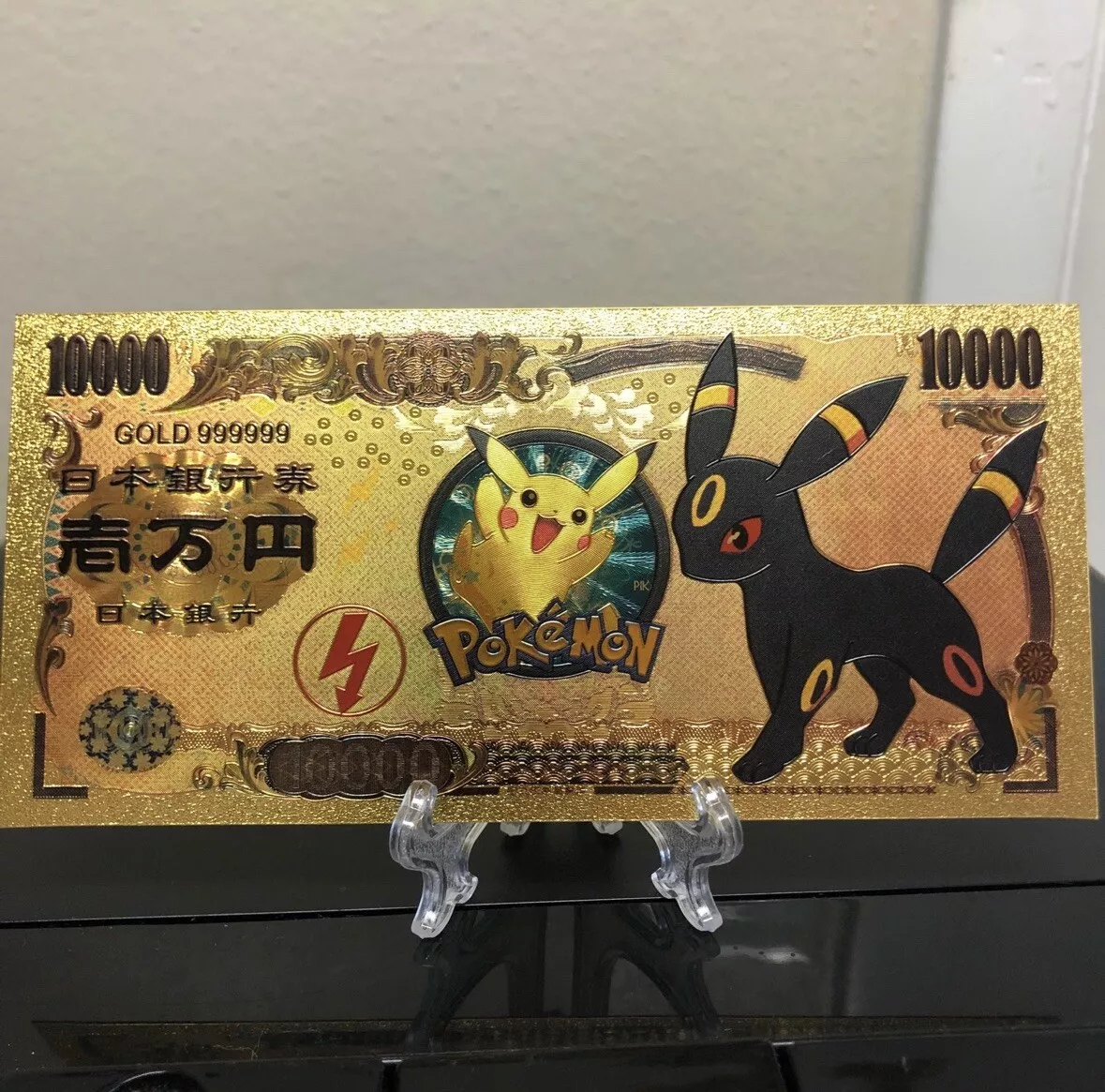 24k Gold Plated Espeon Eevee Pokemon Banknote for Sale in