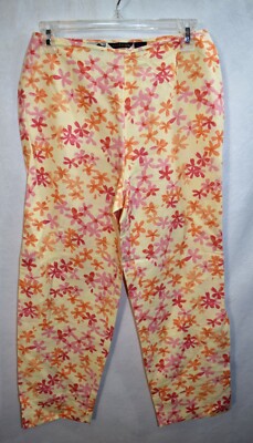 E-col-o-gie Capri Floral Size 4 Linen Cropped  Pants Women's