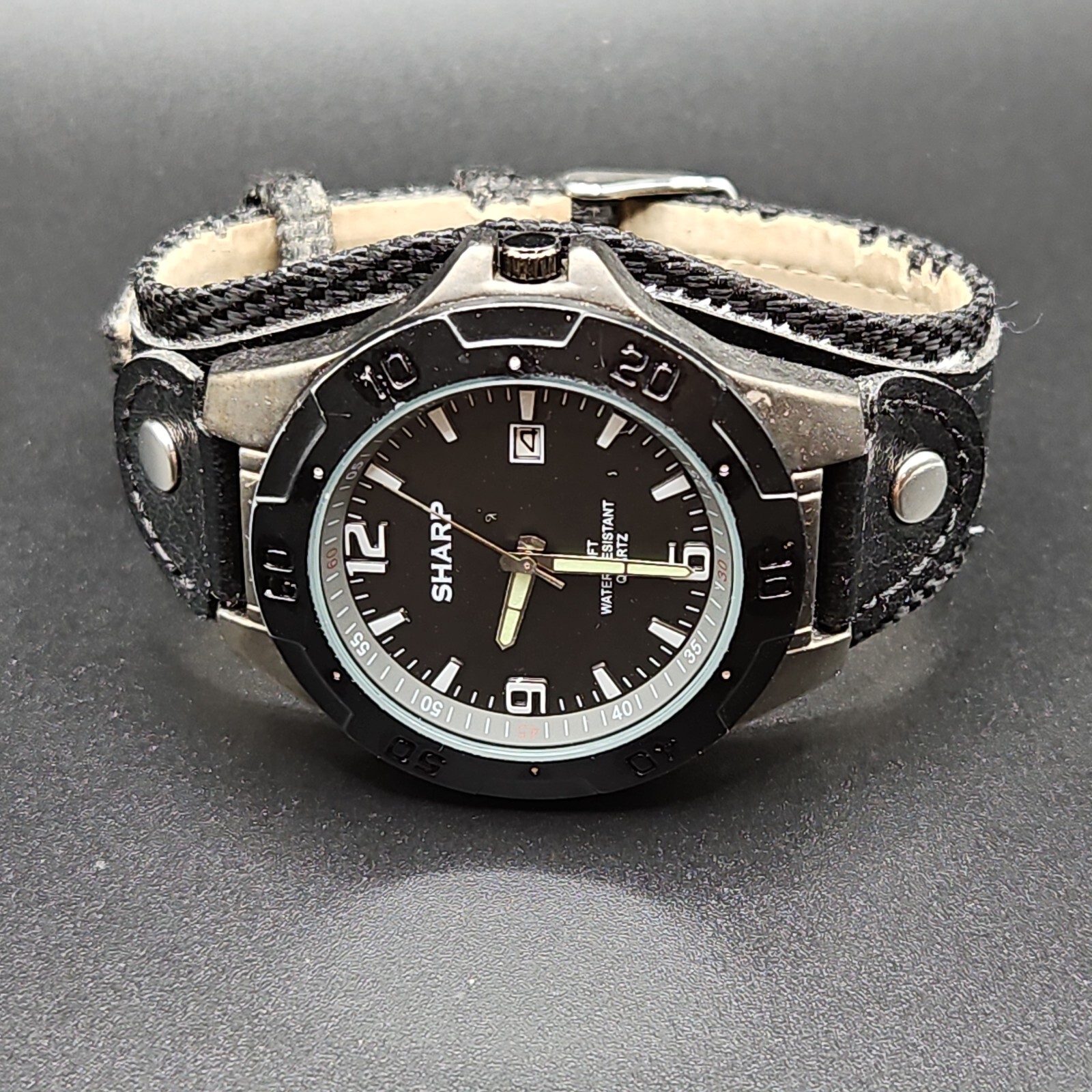 SHARP Water Resistant Black & GrayWristwatch w/ A… - image 4