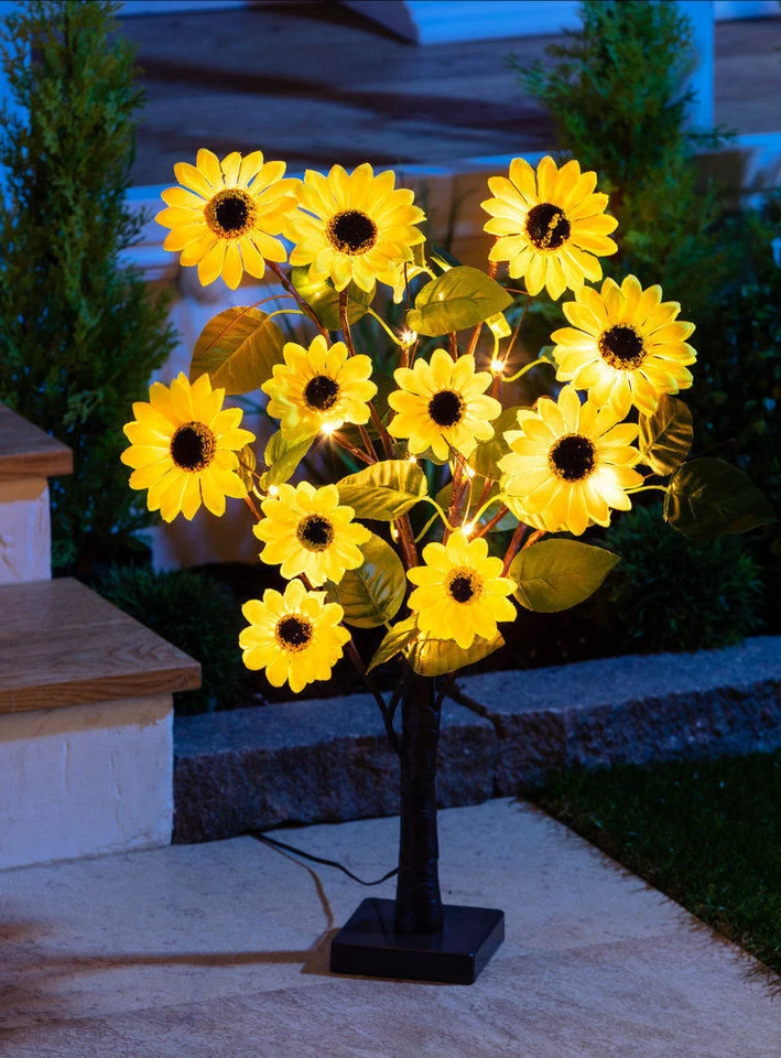 Solar Baum 60cm mit Sonnenblumen - Garten Leuchte Lampe Pflanze Deko Beleuchtung - Bild 1 von 1