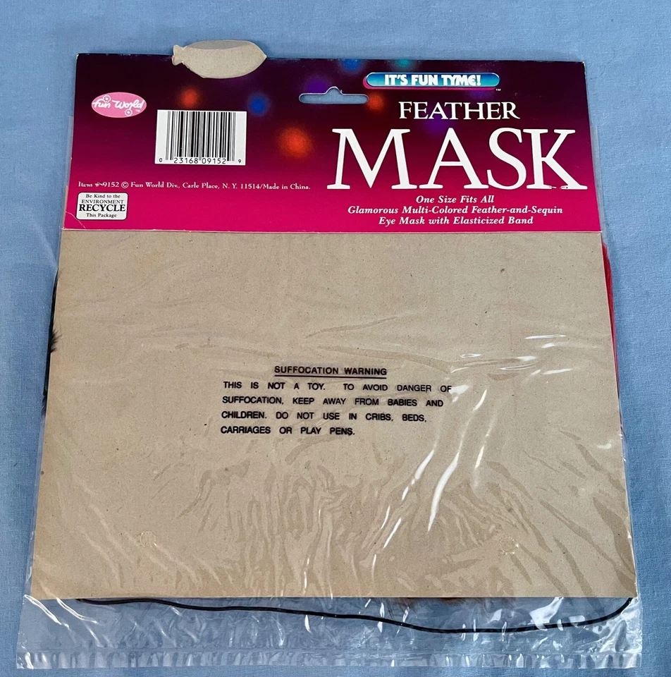 Fun World Feather/Sequin Masquerade Style Eye Mask With Elasticized Band One Sz - Image 3 of 3