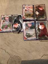 Mcdonalds Ty Teenie Beanie Babies Dinosaur Trio set 2000 Rex Steg Bronty New