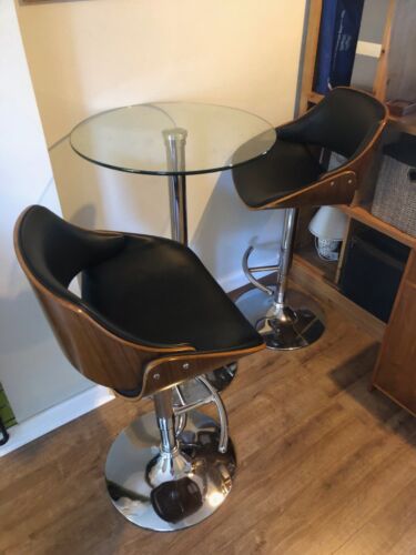 Pair Of Dunelm Trento Bar Stool Faux Leather and Table
