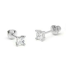 1.8 mm Princess Diamond Tiny Stud Screw back ...