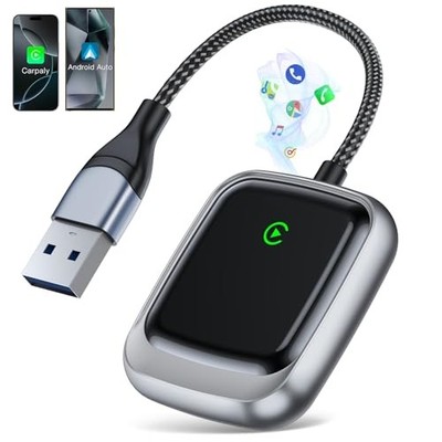 GUOWO Carplay Android Auto Wireless Adapter 2-in-1 Converts Wired, A23 - GRAY