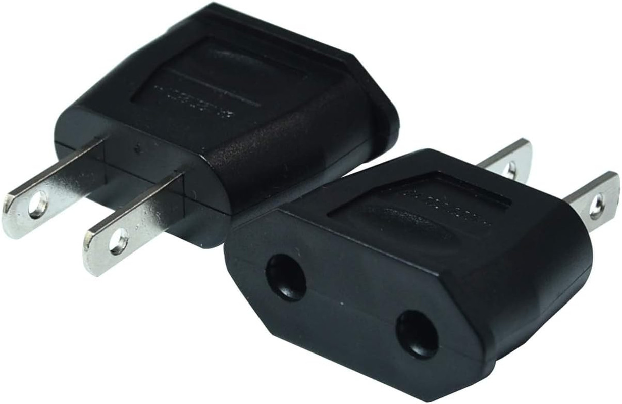 Europe Eu Euro To Us Travel Charger Ac Power Converter 2pcs(
