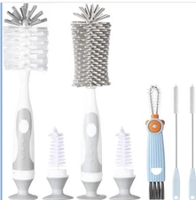 5-in-1 Baby Bottle Cleaner Set, Including Nylon & Silicone Bottle Brush