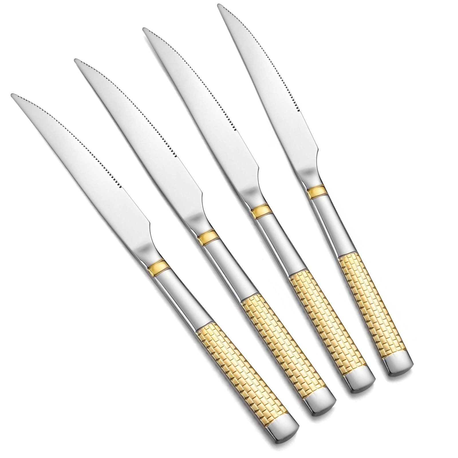 4-Piece Stainless Steel Dinner Knife Set Silverware Cutlery for Home Kitchen