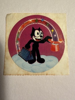 Vintage 1980 s Lisa Frank Felix the cat 2  circle sticker