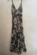 Brown and White Floral Midi Slip Dress