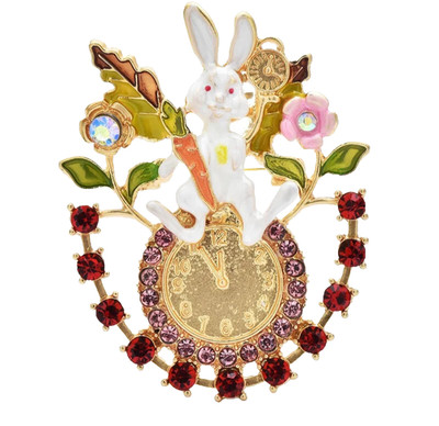 Easter Spring Bunny Crystal Brooch Rhinestone Rabbit Animal Pin Jewelry Gift