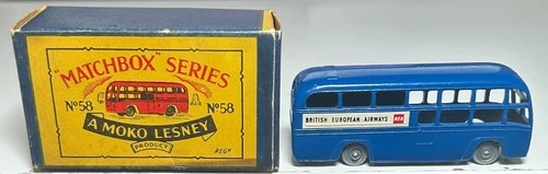 Matchbox Lesney #58 Blue B.E.A. Coach With Box