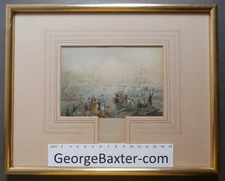 Queen Victoria landing at Cove / Cobh Ireland in 1849 - George Baxter Print