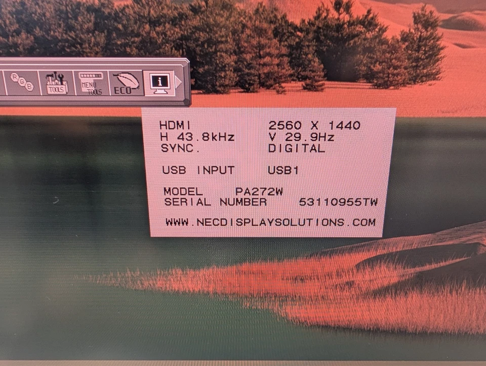 Nec MultiSync Pa272W LCD 2K Monitor QHD 1440p  DP HDMI DP mini DP DVI USB - Image 3 of 4