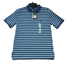 Polo Ralph Lauren Boys Cotton Polo Shirt Blue Stripe M 10-12 55 Classic NWT New
