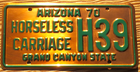 Item photo. Show Listing Details page. Listing 1970 Arizona License Plate Number Tag – Horseless Carriage – NICE PLATE