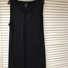 Worthington Women's XL Black Solid Laced V-neck Sleeveless Tank Top EUC