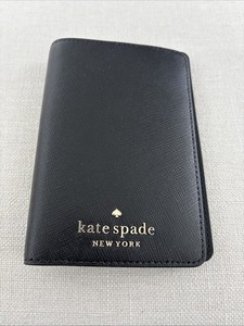 New Kate Spade Saffiano Leather Passport Travel Holder - Black