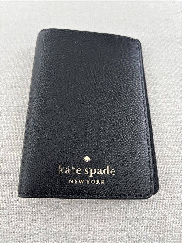 New Kate Spade Saffiano Leather Passport Travel Holder - Black