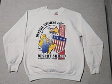 Vintage 90s Operation Desert Storm Shield Sweatshirt USA Eagle Fruit Loom Crew