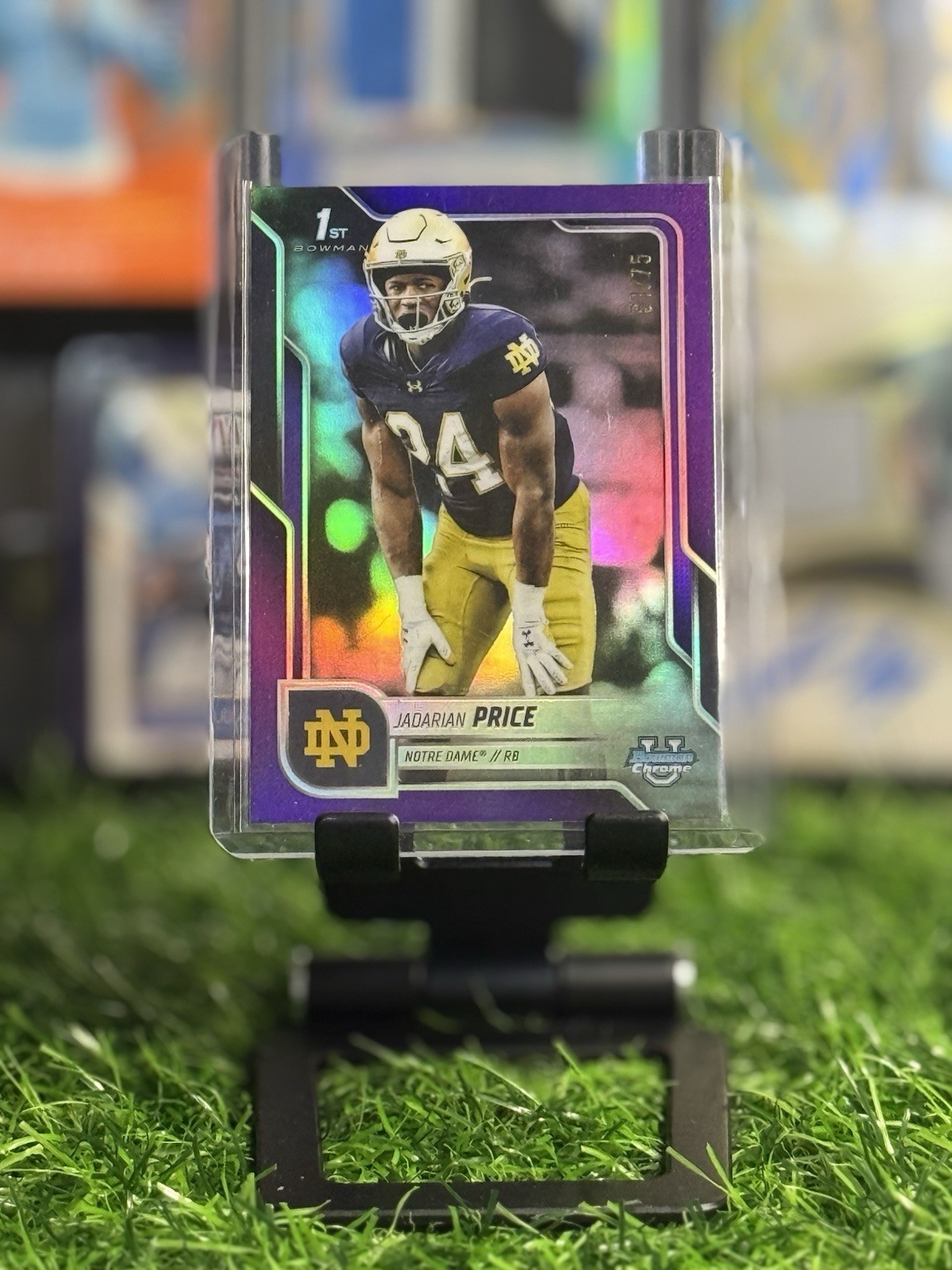 2025 Bowman Chrome U Jadarian Price 1st True Purple Refractor /75! ND Irish 🔥🔥