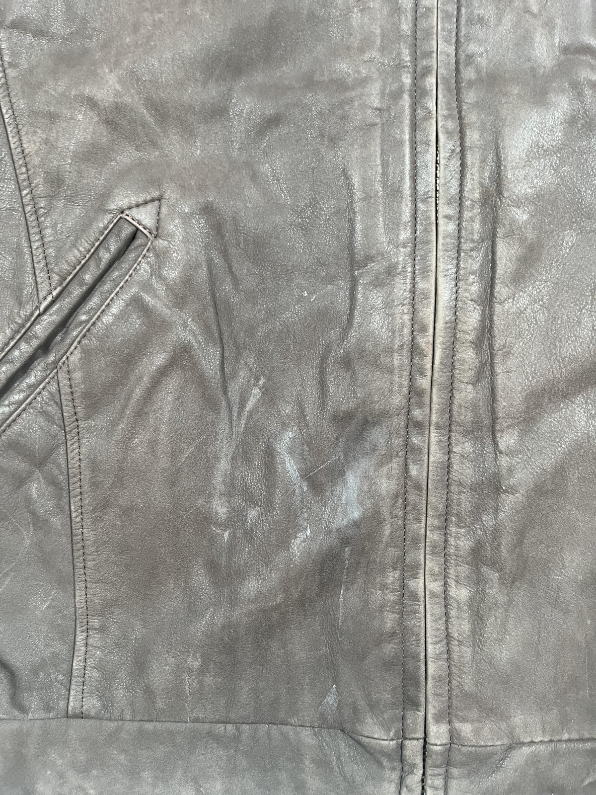 Towne London Fog Jacket Mens Large Brown Leather Bomber Zip Front Quilted Lined