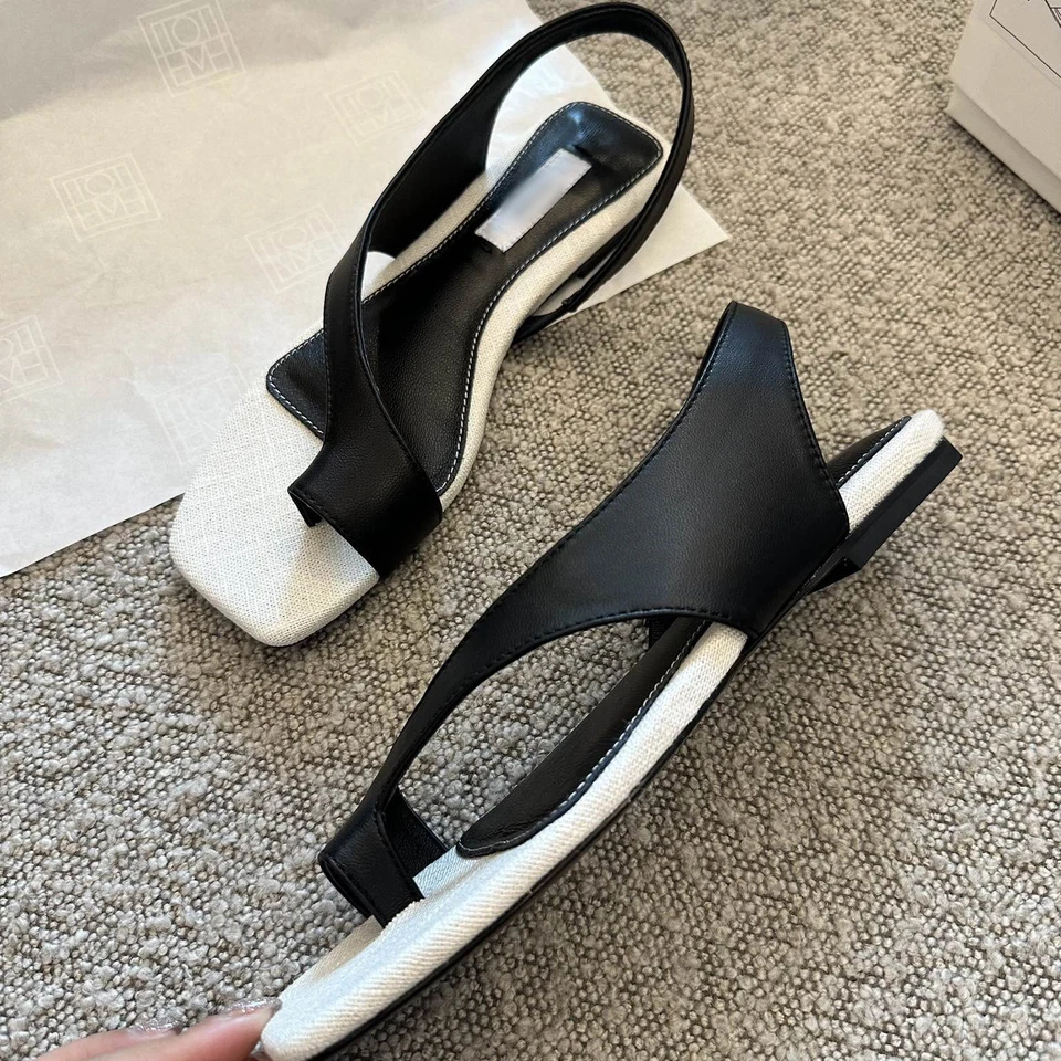 Toteme Womens New Toe Square Toe High Heels Retro Casual Beach Roman Sandals - Image 3 of 4