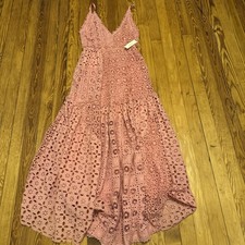 NWT BHLDN Caron Lace Dress Rose Tyrie Pink Floral Guipure Cocktail Midi XS